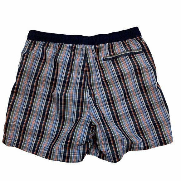 Michael Kors Mens Size M Swim Plaid Trunks Blue Mesh Liner Elastic Waist Preppy - Picture 2 of 7